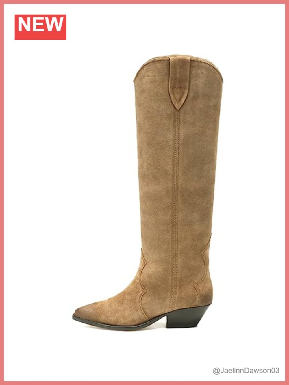 Women's Suede Knee High Western Cowboy Boots Pointed Toe Chunky Heel